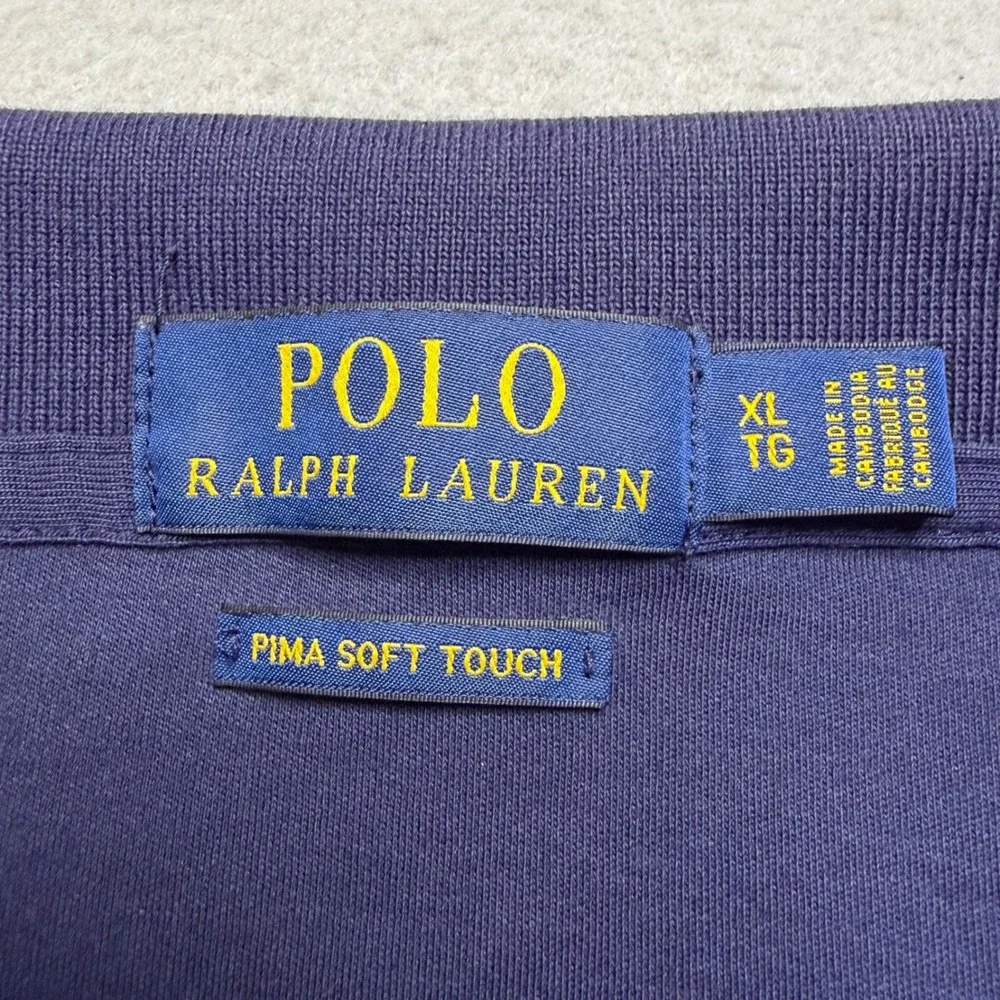 Polo Ralph Lauren Polo Shirt Mens XL Navy Blue Pima Soft Touch Short Sleeve Pony